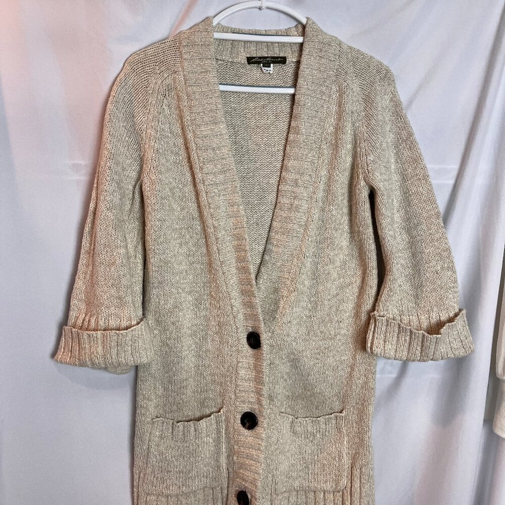 Women's Beige Eddie Bauer 3 button Cardigan Size S